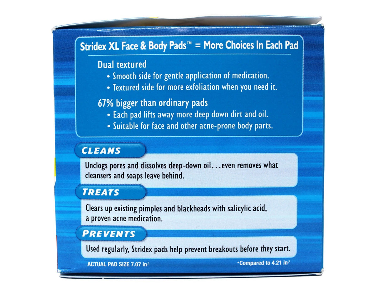 Acne Face & Body Pads with Salicylic Acid - Alcohol-Free, Extra Large 3-Pack