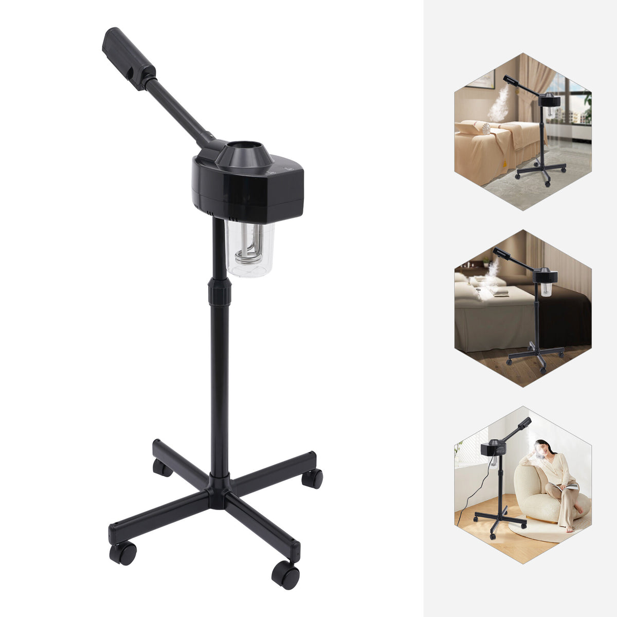 Professional Facial Steamer with Adjustable Head and Wheels 110V