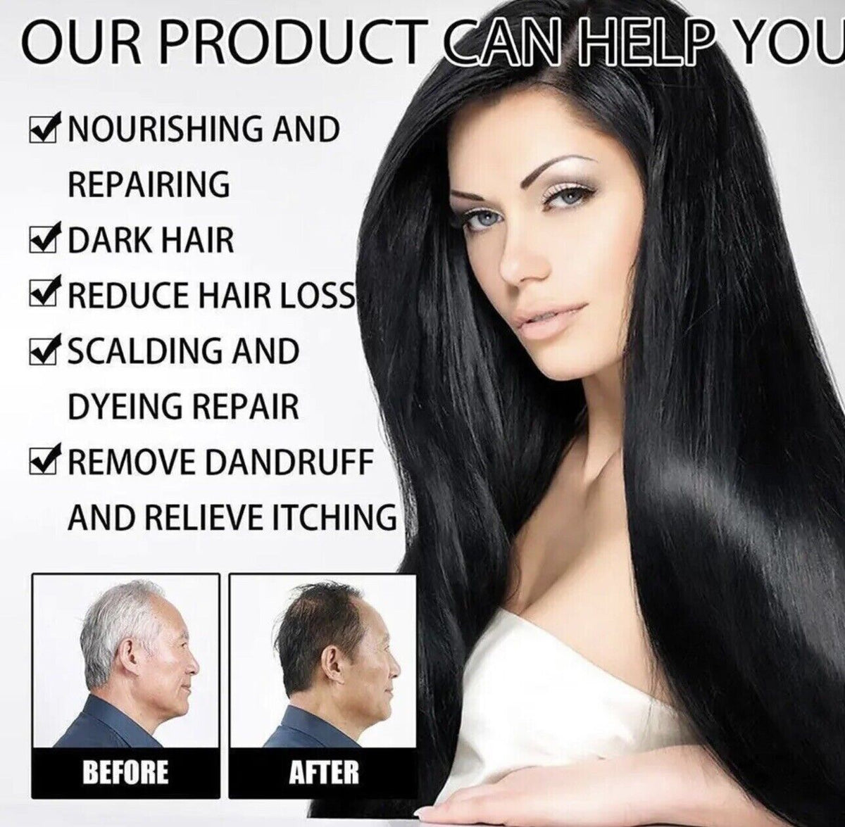 3-in-1 Hair Dye Shampoo 500ml - Multiple Shades