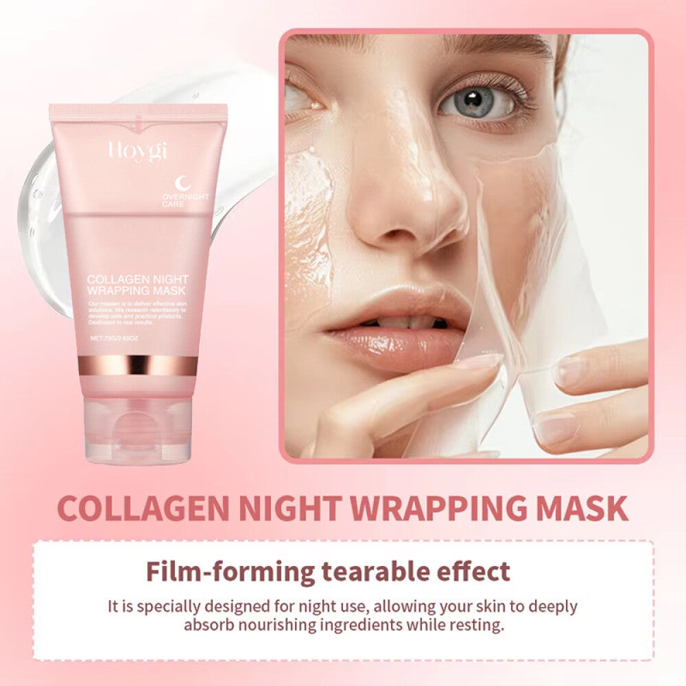 Collagen Night Sleeping Mask 75ml - Hydrating Wrap with Brush