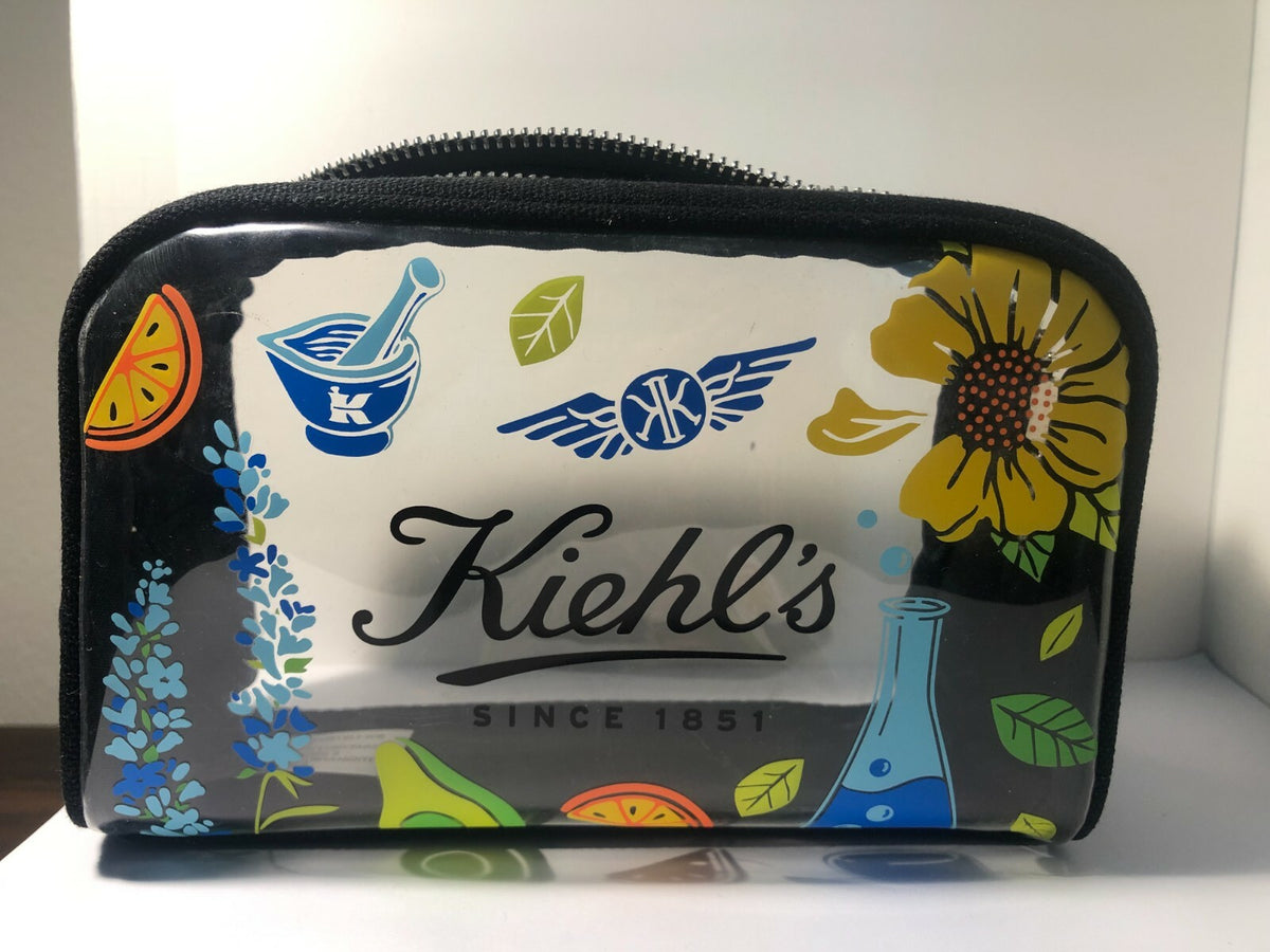 Kiehl's Limited Edition Multi Color Canvas Cosmetic Bag - Travel & Makeup Organizer