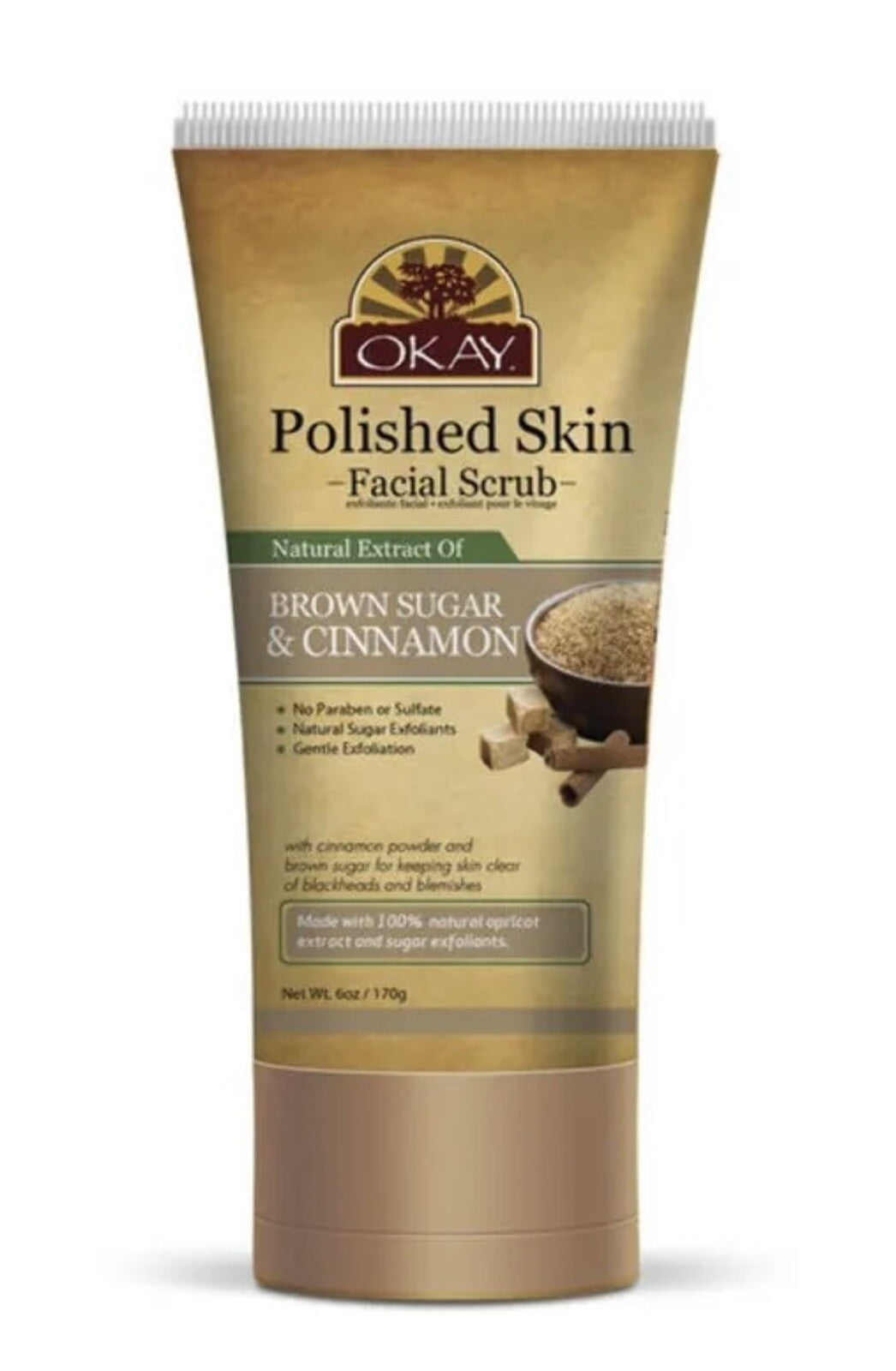 OKAY POLISHED SKIN BROWN SUGAR&CINNAMON FACIAL SCRUB Helps Clear