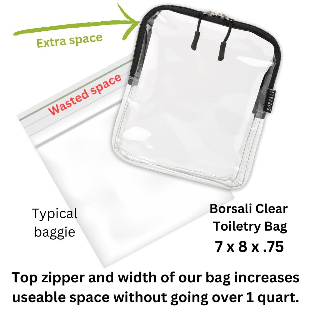 Travel Toiletry Bag 1 Quart Clear TSA Approved Carry-On Organizer