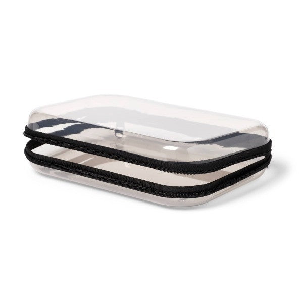Hard Sided Zipper Pencil Case Gray - Compact Pen & Pencil Organizer