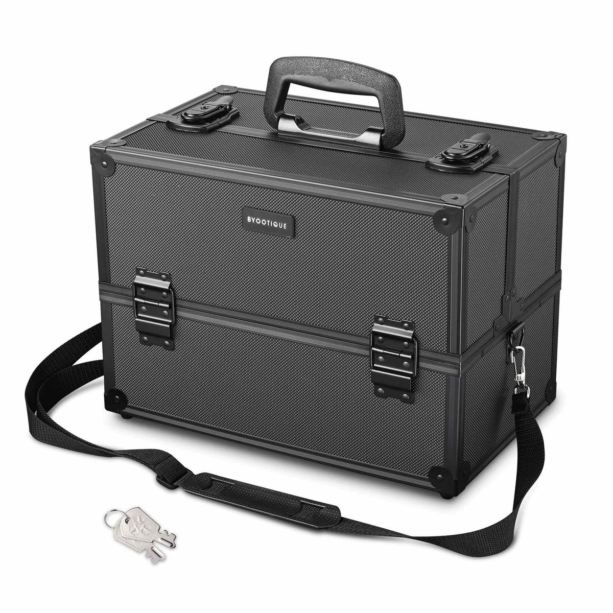 Travel Makeup Train Case Organizer with Lockable Compartments