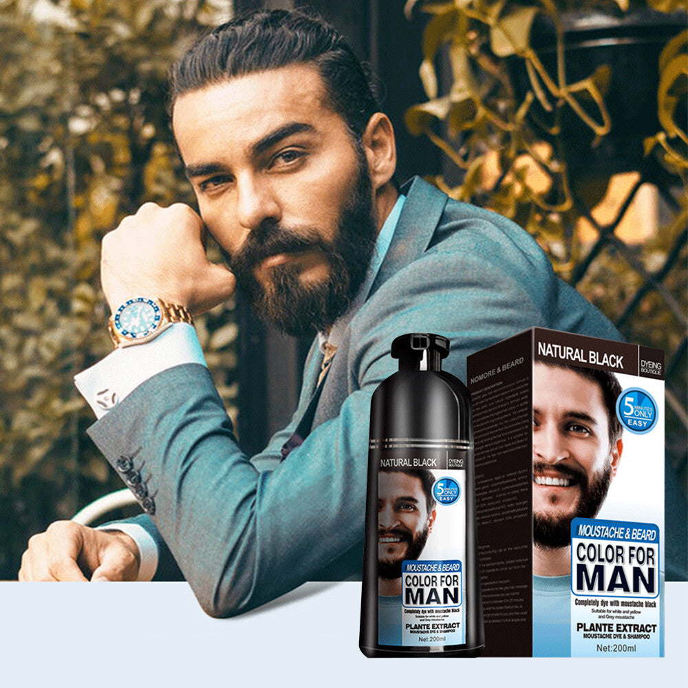 Beard & Mustache Hair Color Shampoo - Black, 200ml