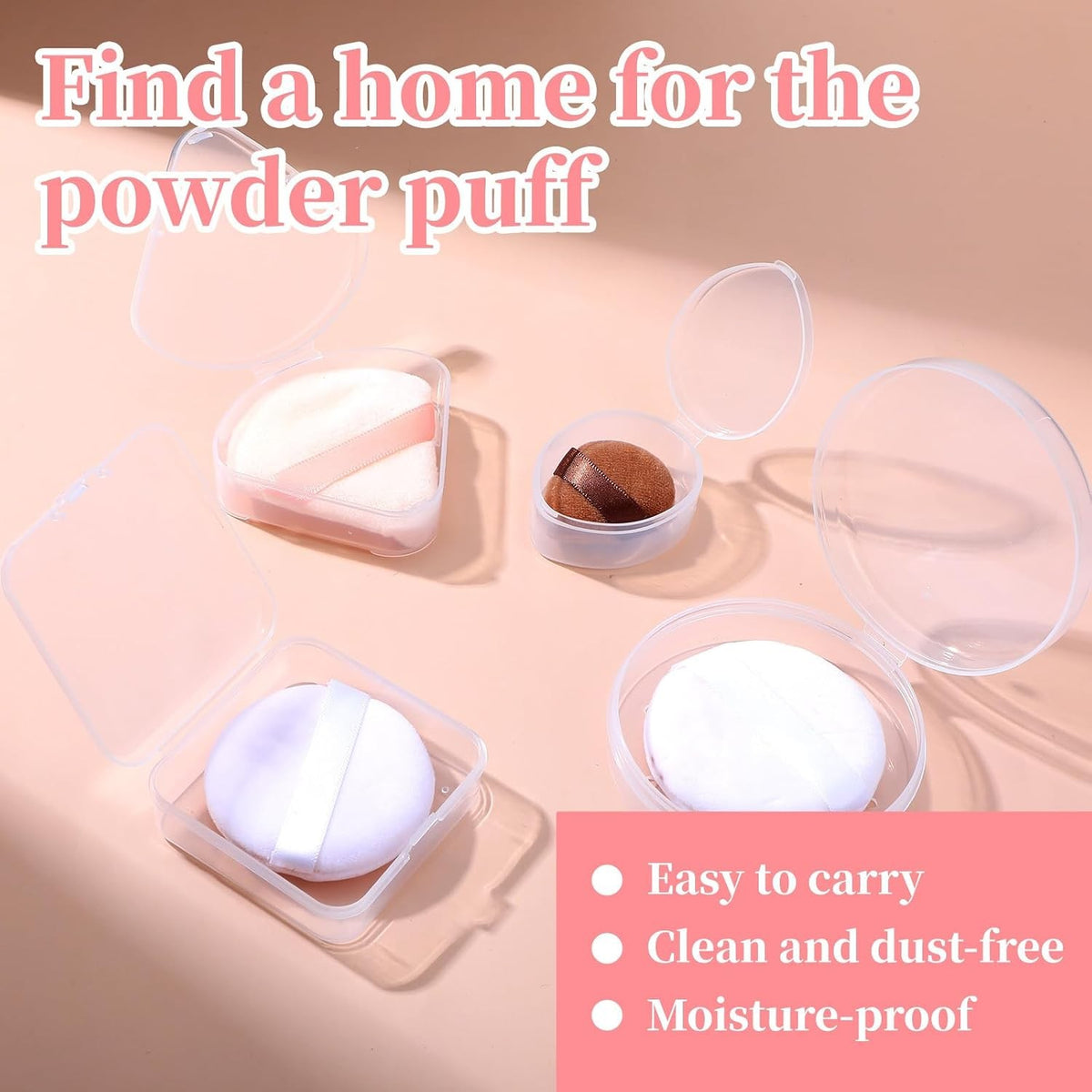 Travel Makeup Puff Storage Cases Set - Transparent Plastic Organizer