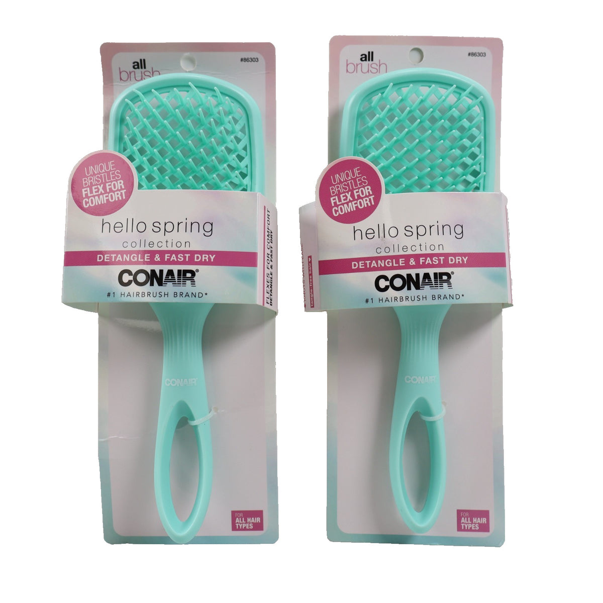 2 Pack Detangle & Fast Dry Hairbrush - Vented Hairbrush for Styling & Blow Drying - Mint