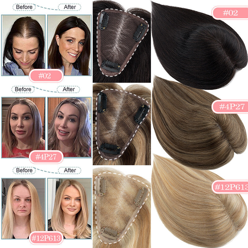 Clip-In Remy Human Hair Topper for Women with Thinning Hair