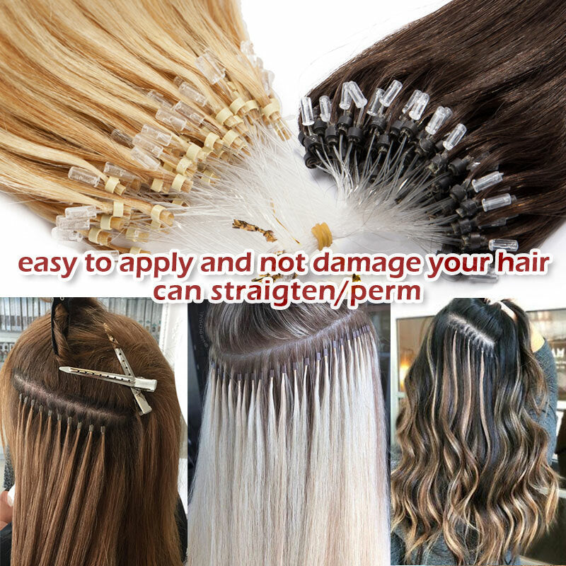 Micro Loop Hair Extensions Beads Link - Russian 100% Remy Human Hair Balayage