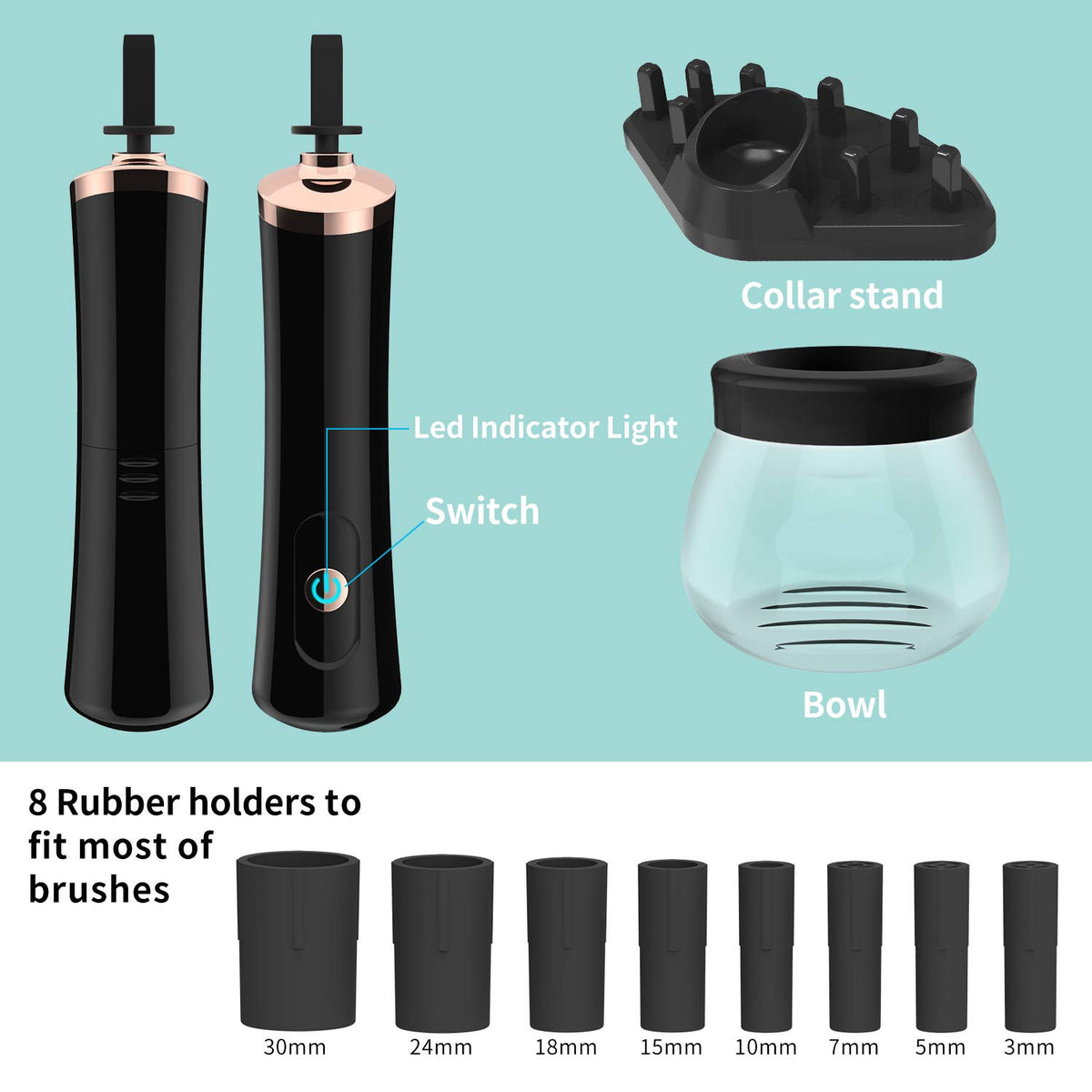 Electric Makeup Brush Cleaner and Dryer Machine - Fast Cleaning and Drying for Cosmetic Brushes