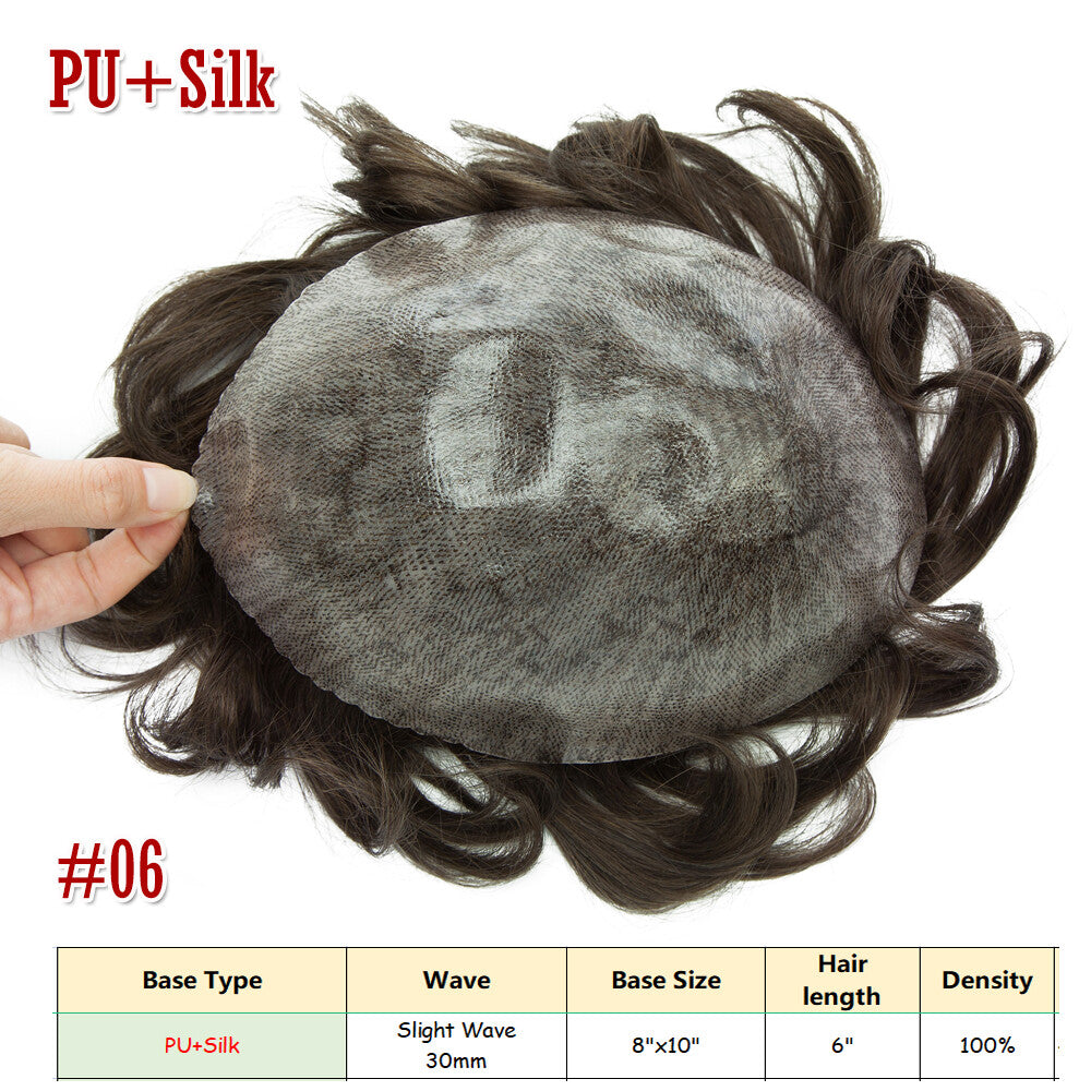 Men's Hair Replacement System Toupee Human Hair Skin V Loop - Natural-Looking Hairpiece
