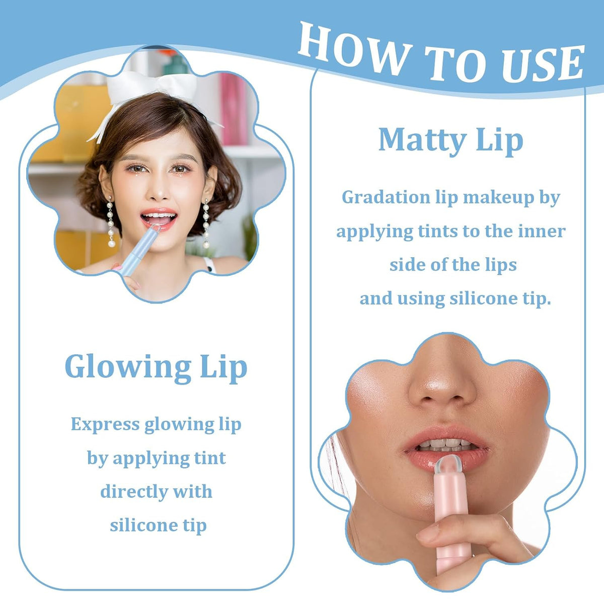 3-Pack Silicone Lip Brush Set - Reusable Lip Balm & Mask Applicators