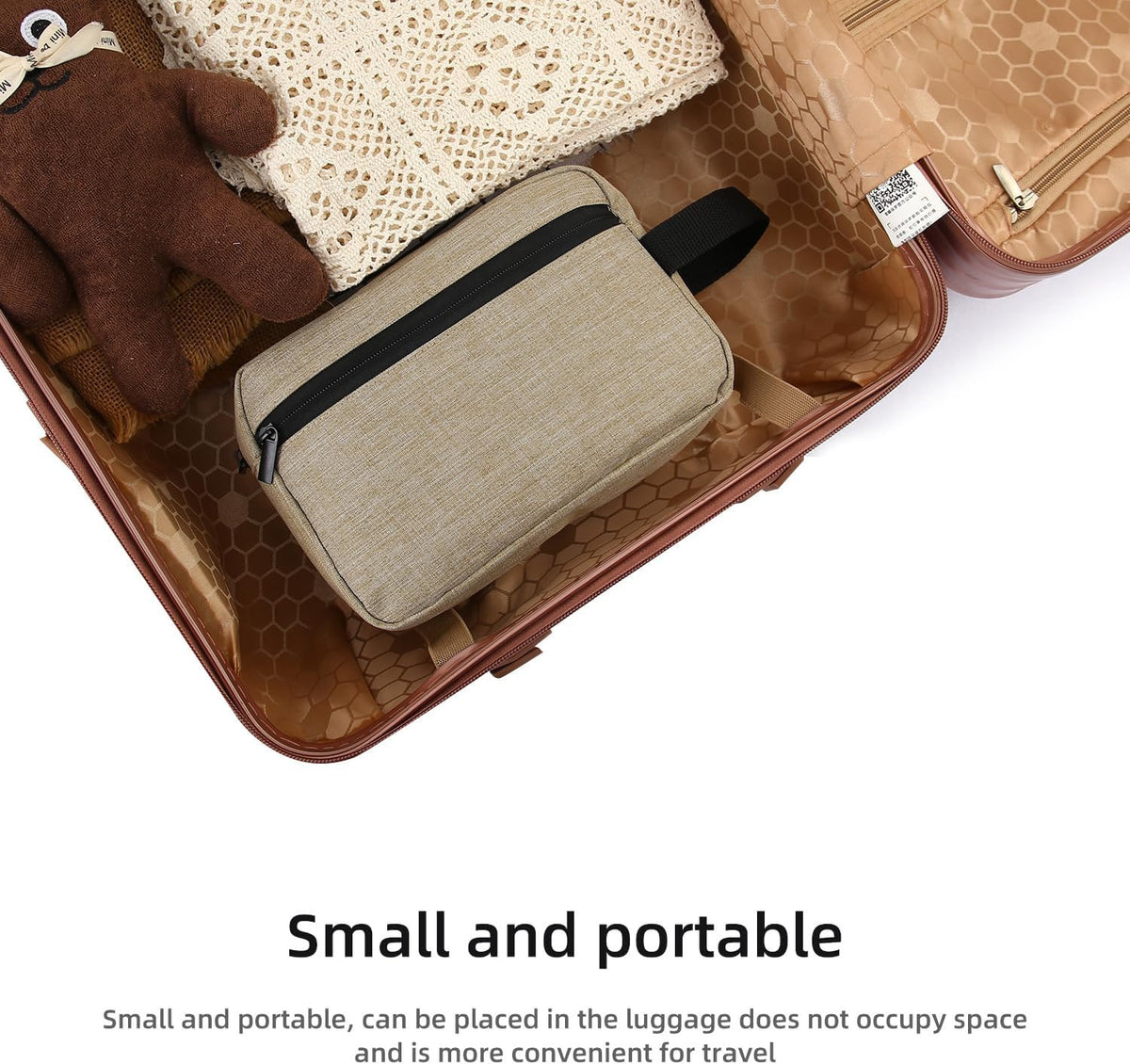 Travel Toiletry Bag for Women Men Hanging Cosmetic Organizer Khaki