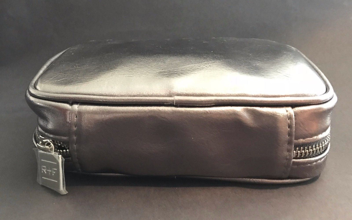 Gray Makeup Bag Set of 3 - Travel Cosmetic Pouches with Mirrors