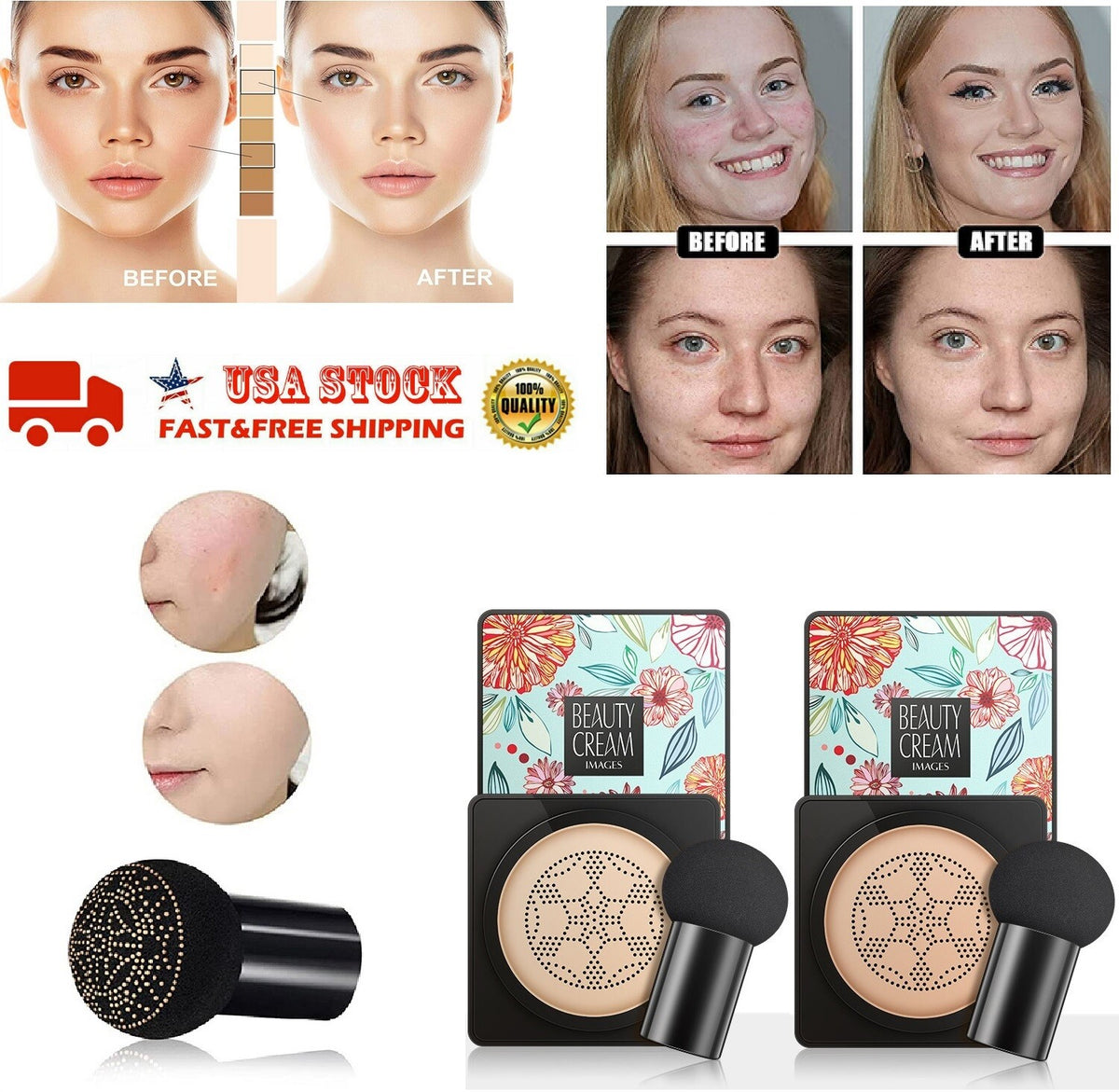 Air Cushion Mushroom Head BB Cream Concealer Makeup Foundation Set