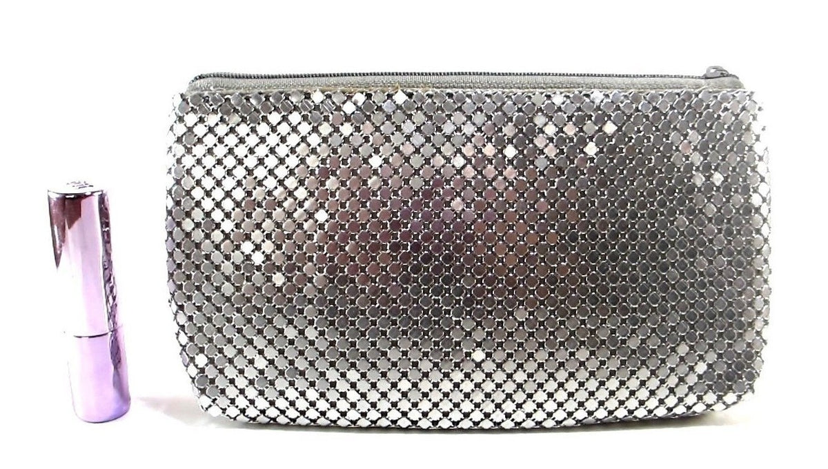 Metal Mesh Cosmetic Bag Travel Makeup Bag with Zipper - Multiple Colors