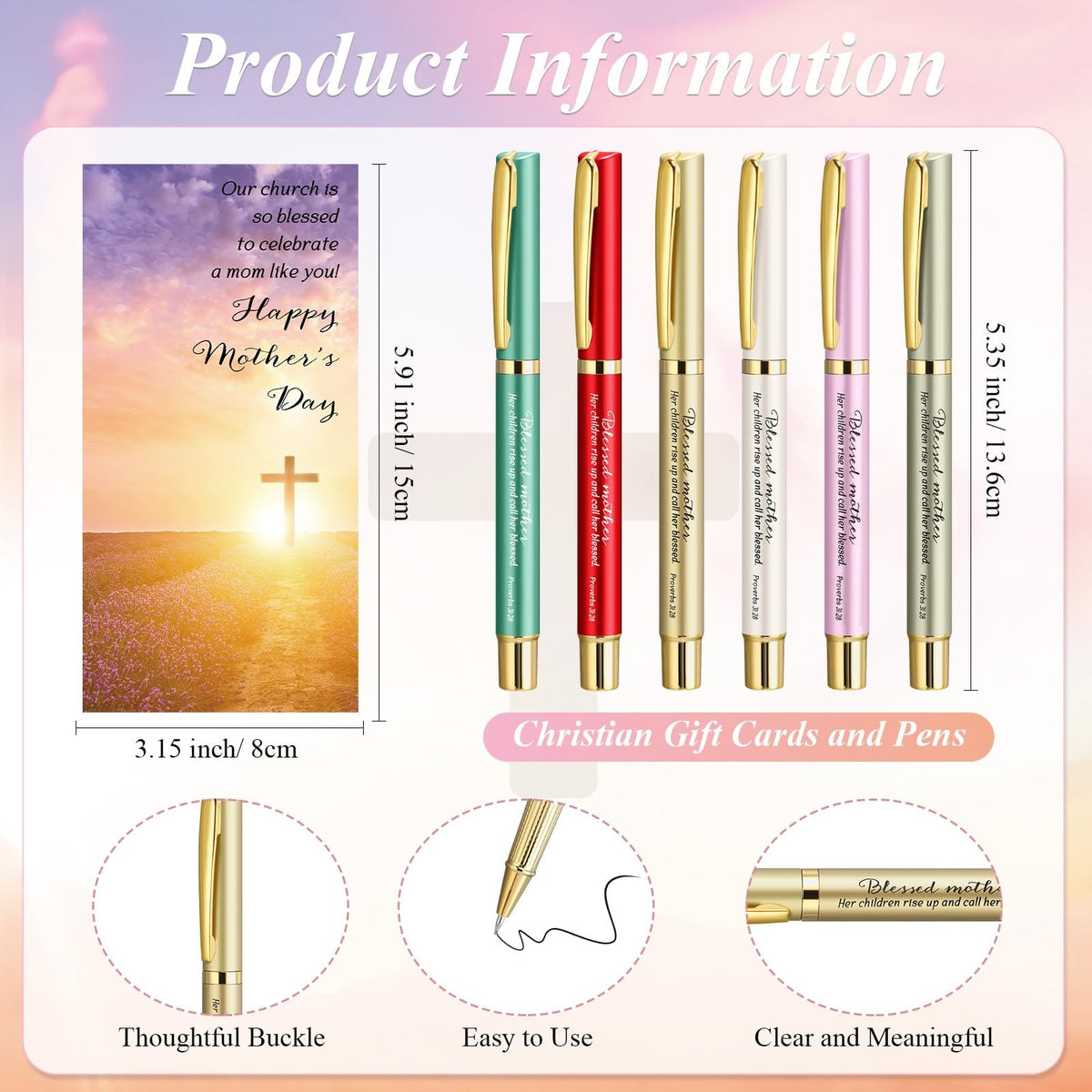 Christian Mother's Day Gift Set with Compact Mirror and Pen - Bulk 54 Pcs