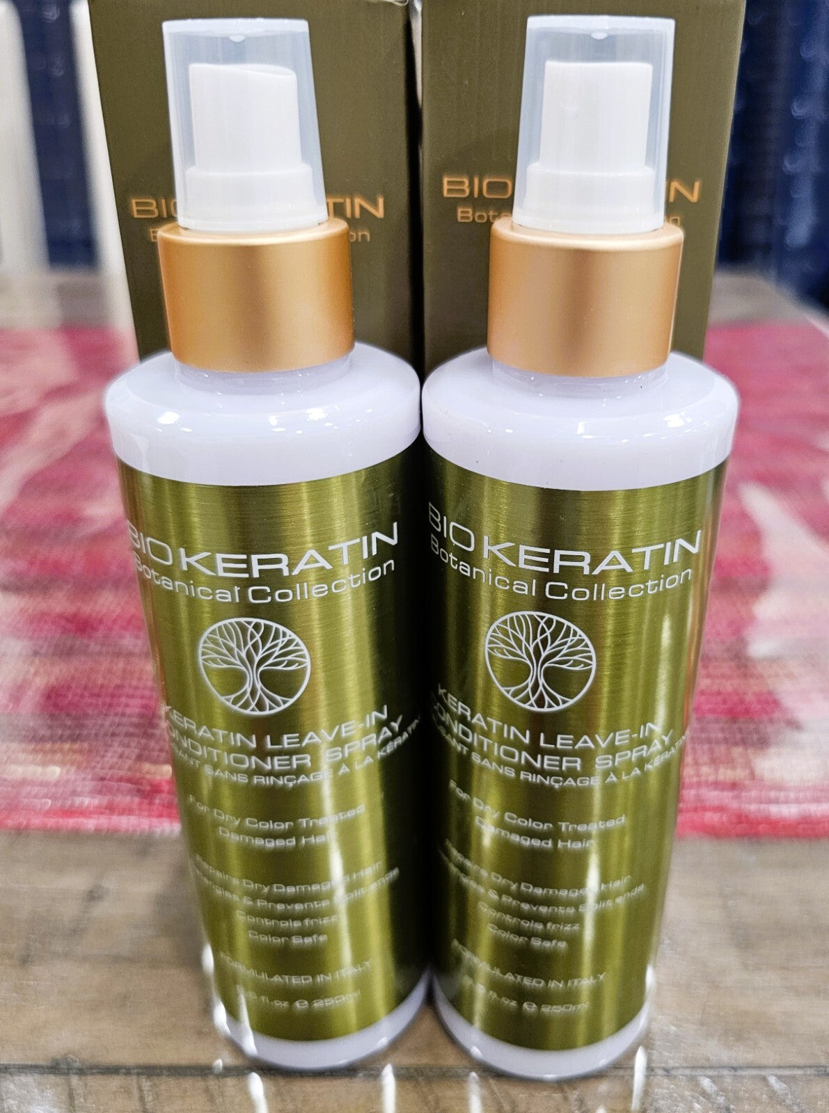 Bio Keratin Leave-In Conditioner Spray for Damaged Colored Hair Set of 2 - 17 oz