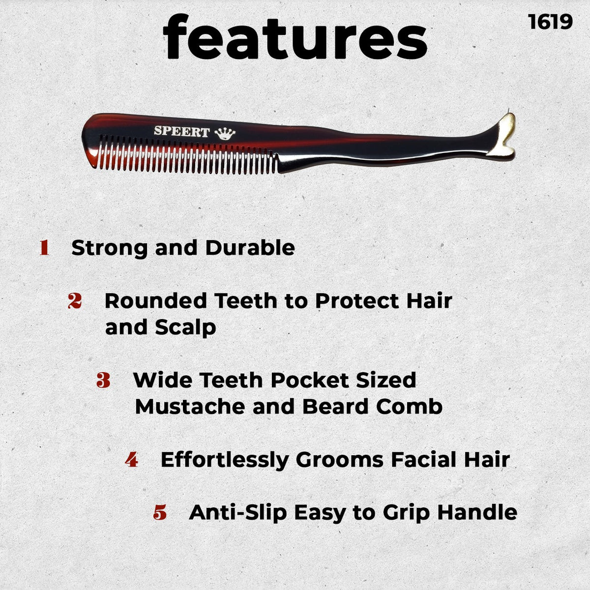 Handmade Swiss Mustache & Beard Comb 5 Inch Tortoise Shell Brown