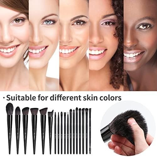 18-Piece Synthetic Makeup Brush Set with Black Travel Case for Flawless Application