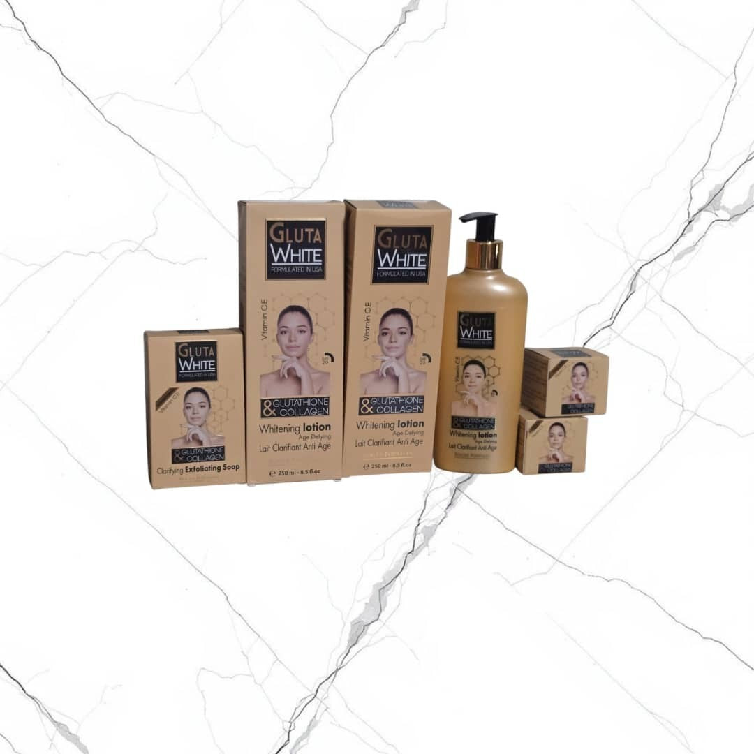 Gluta White Age Defying Glutathione Collagen Lotion Set - 2x250ml & Soap
