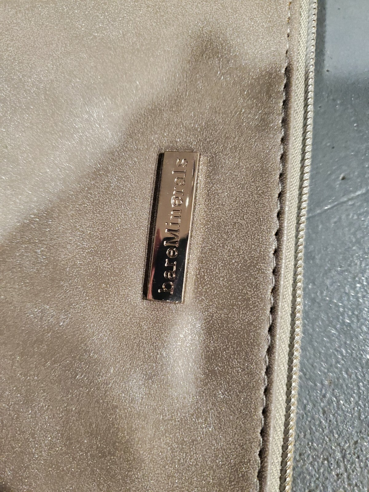 Grey Faux Leather Clutch Bag for Cosmetics and Makeup - 10x9.5 Inches