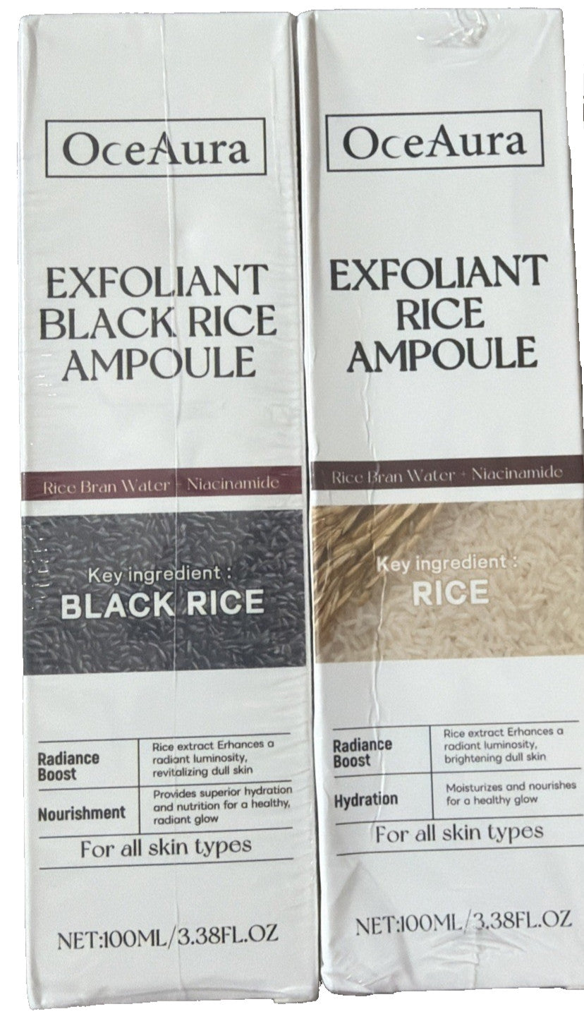OceAura 2 Pack Exfoliant Black Rice Ampoule & 3.38oz Each