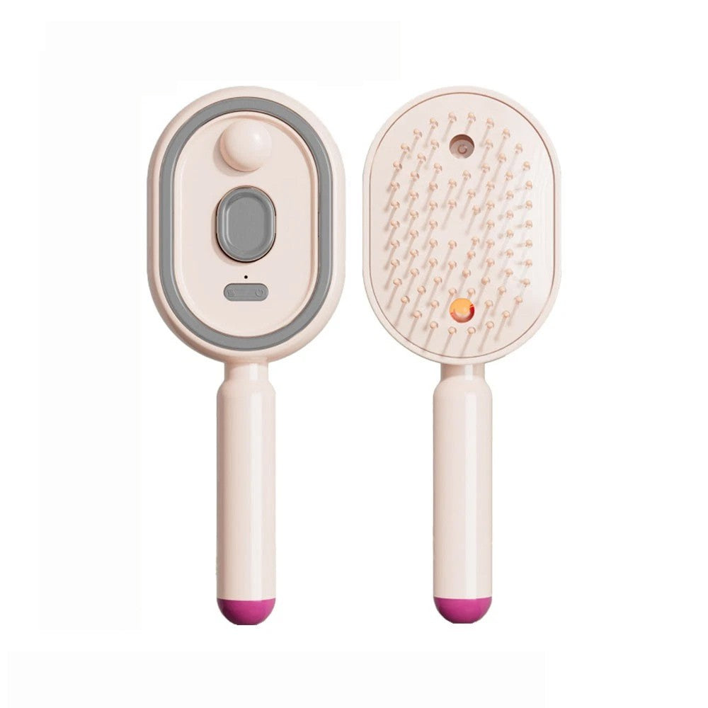 Rechargeable Electric Spray Hair Comb with Mist & Red Light Pink