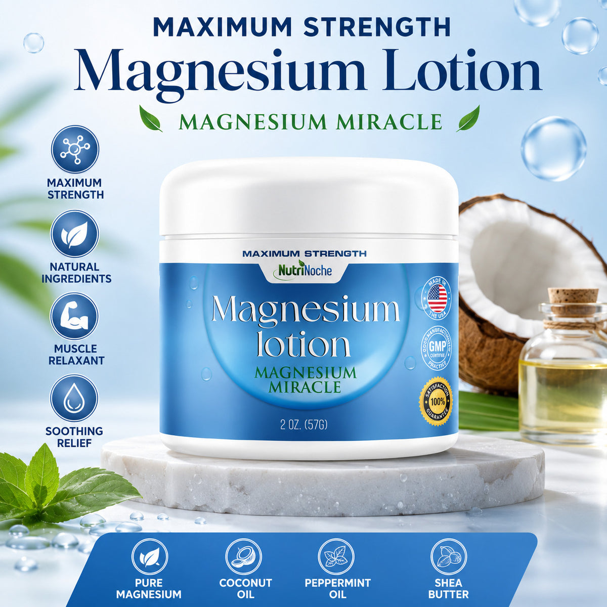 Magnesium Lotion 2 oz | Fast-Absorbing Body Moisturizer