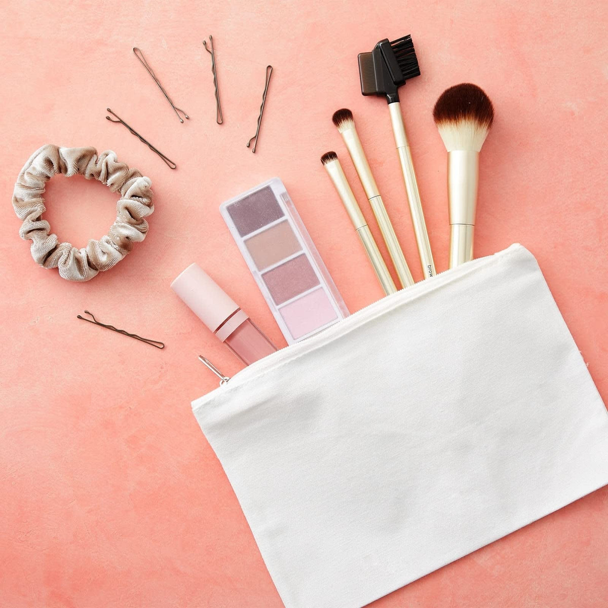 12 Pack Canvas Zipper Pouches - 8x6 Inch DIY Makeup & Pencil Bags