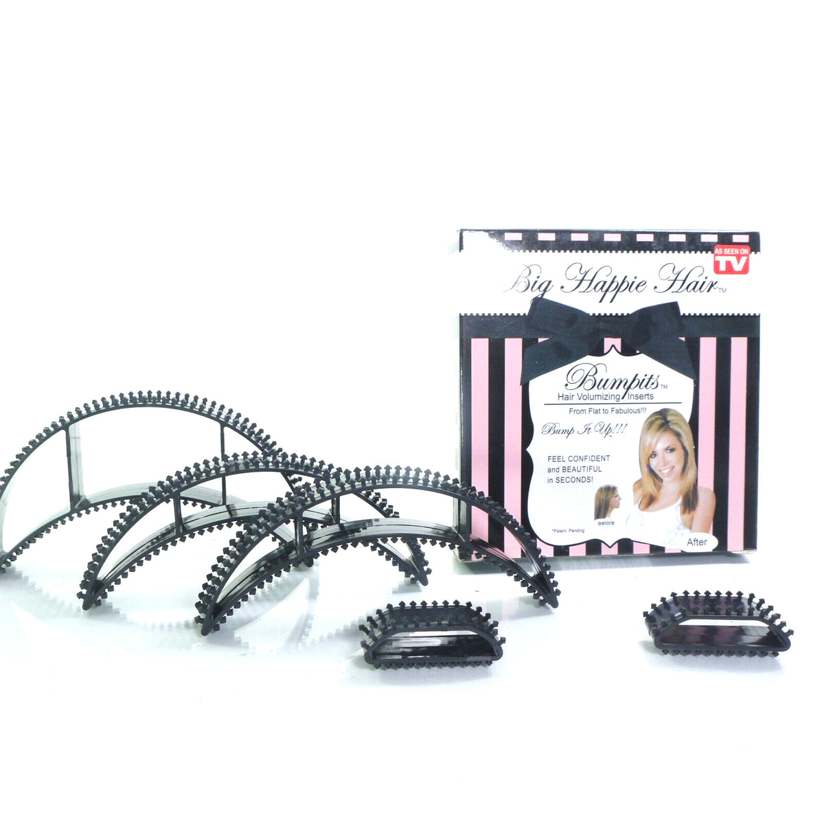 5 Pcs Bumpits Big Happie Hair Volumizing Inserts Pump Set IN BLACK,