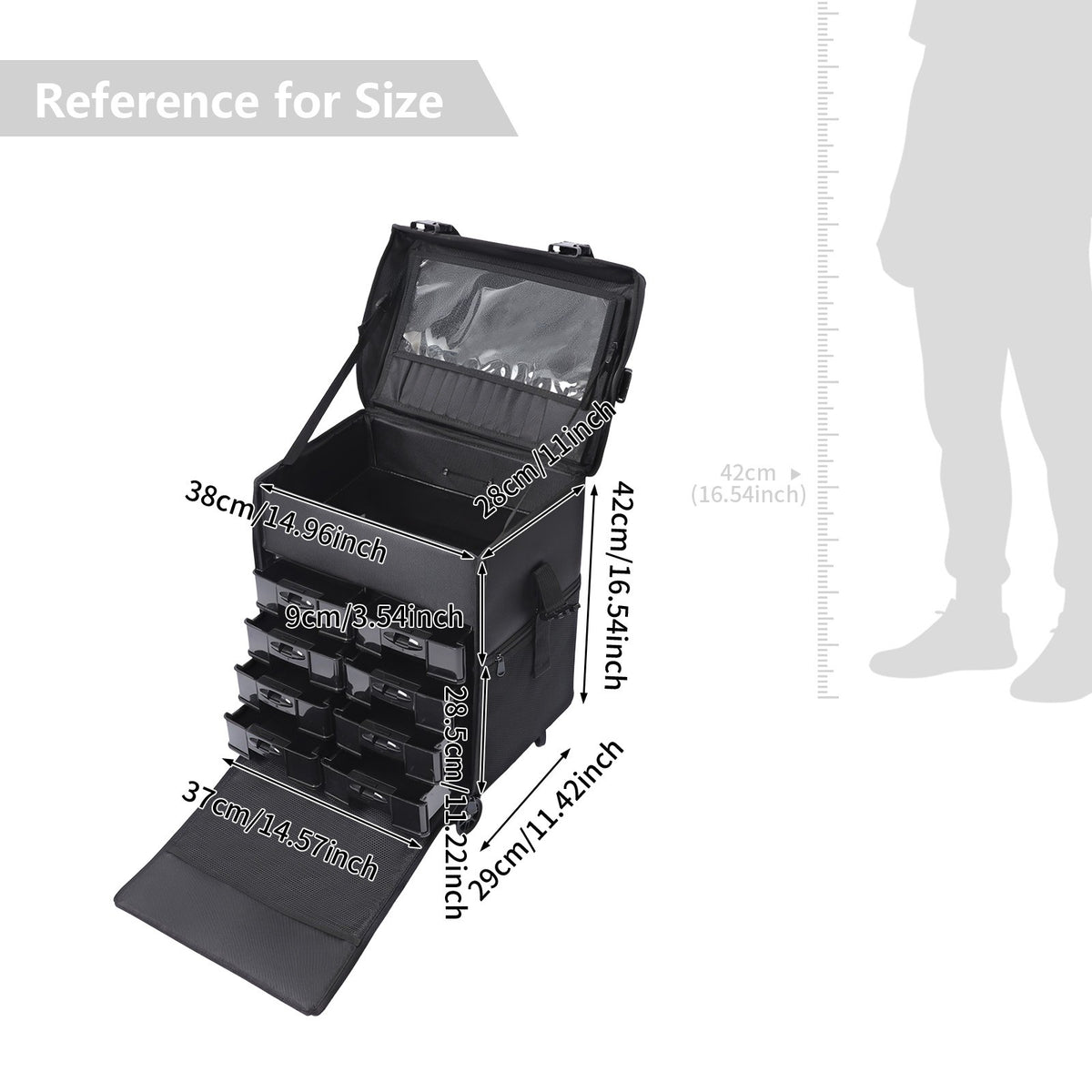 Rolling Makeup Case with Drawers Travel Trolley - Professional Cosmetic Organizer