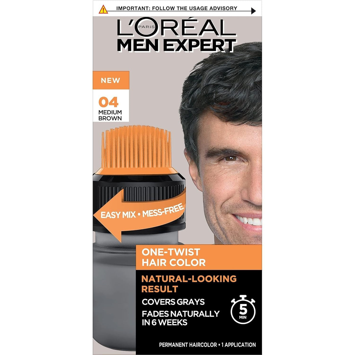 Men's Hair Color - Medium Brown 04 - 5-Minute Gray Coverage