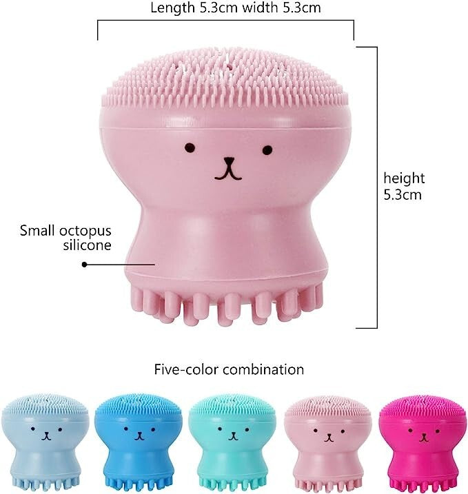Silicone Octopus Facial Cleansing Brush Set 5 Pack - Gentle, Deep Pore Cleanser