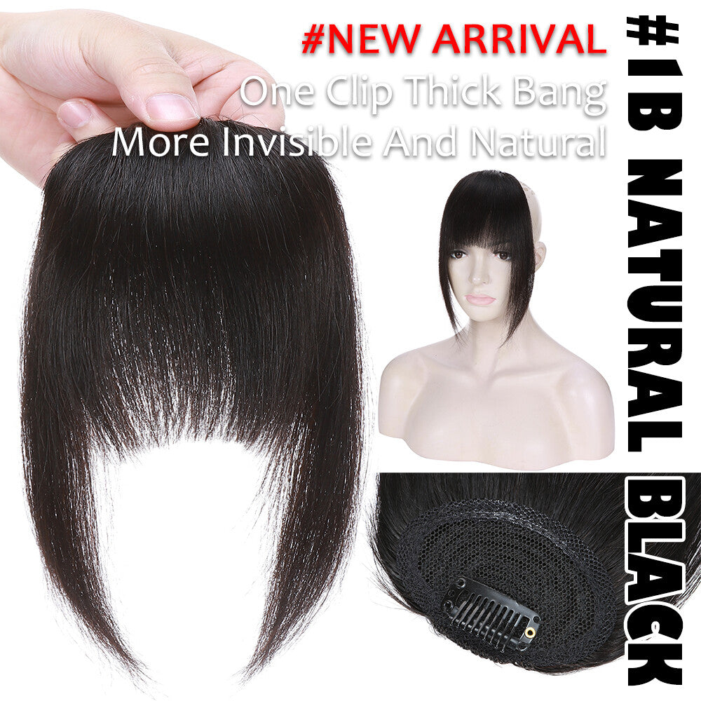 Clip-In Thick Fringe Bang Hair Extensions for Women - Remy Human Hair