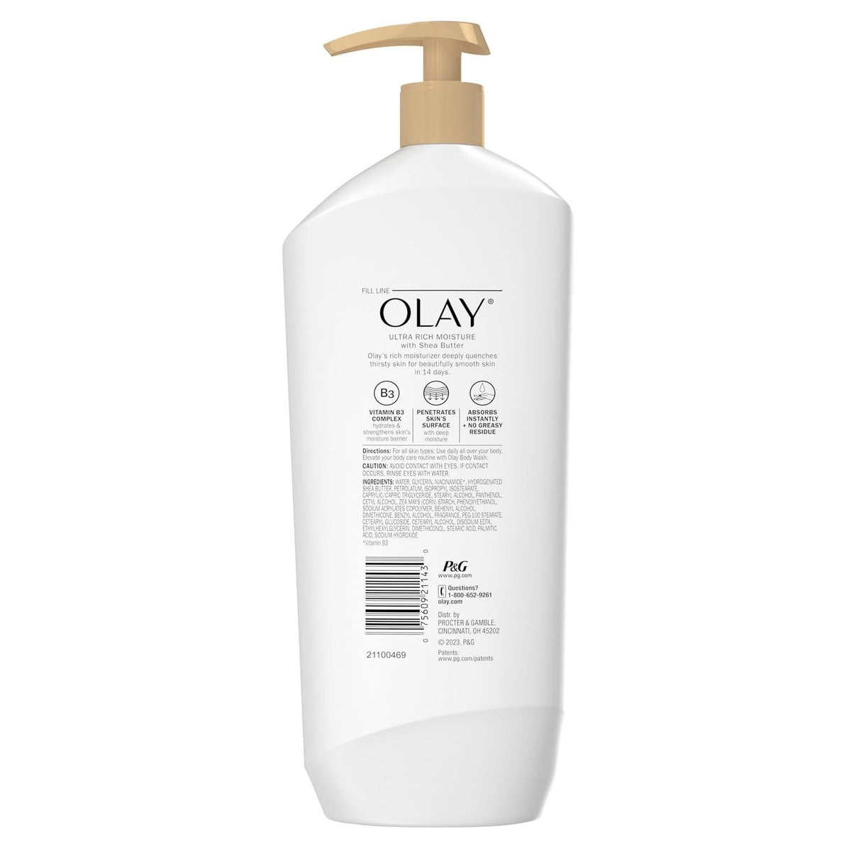 Olay Ultra Rich Moisture Body Lotion with Shea Butter, 18 fl oz, 3 Pack