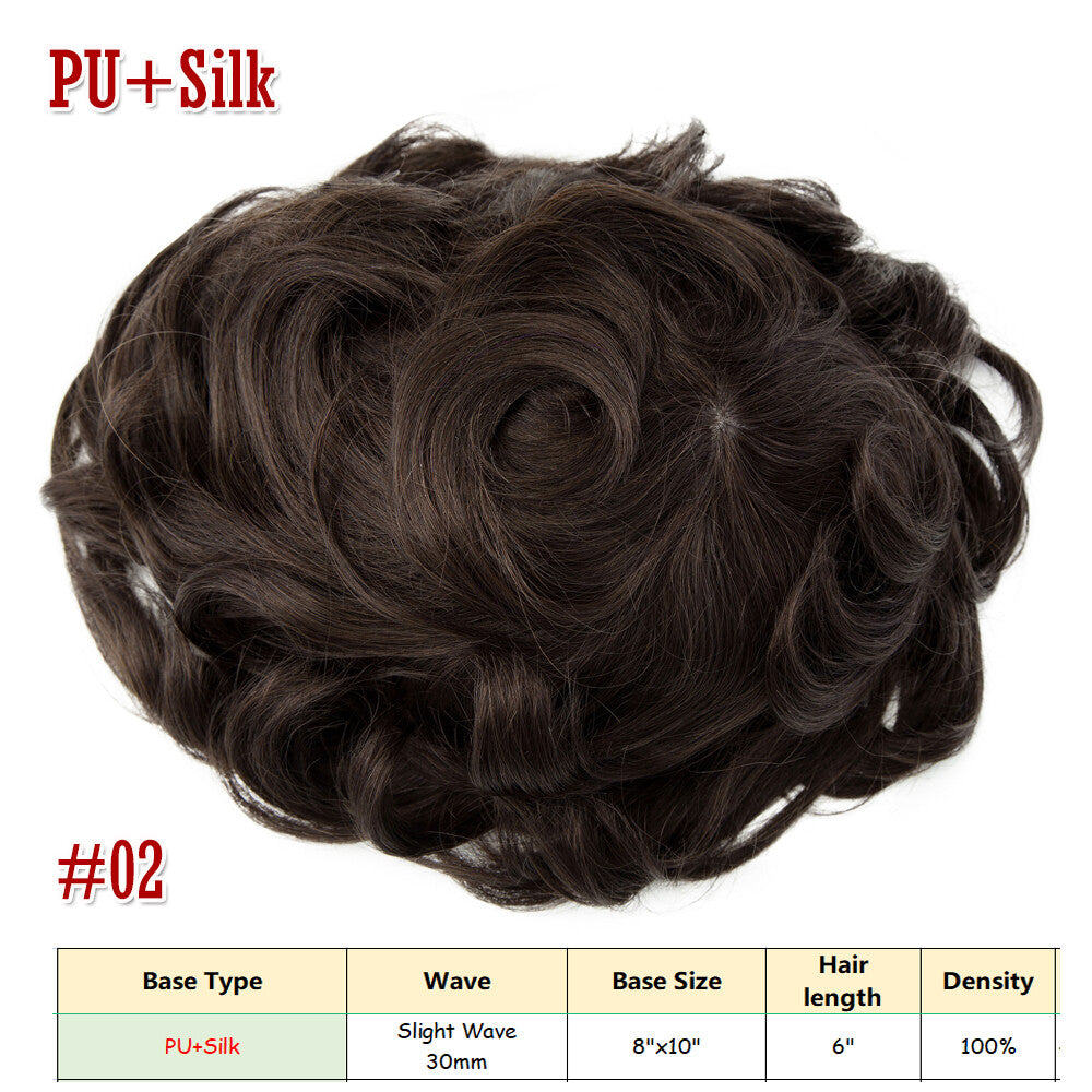 Men's Human Hair Toupee V Loop Hair Replacement System - Natural Look