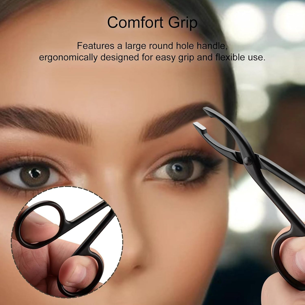 Eyebrow Tweezers Straight Tip Scissor-Handle Set, 4 pcs - Metal