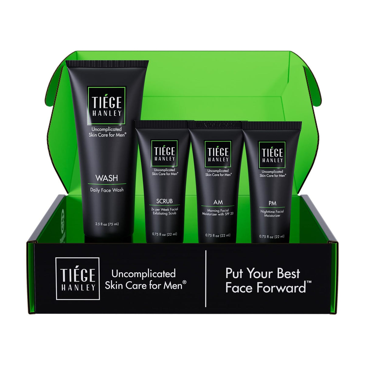 Men's 30-Day Skin Care Set - Moisturizer, Cleanser, Serum & Exfoliator