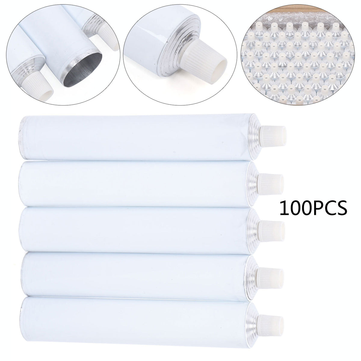 100 Pack 100ml Aluminum Travel Toothpaste Tubes Empty Squeezable Containers