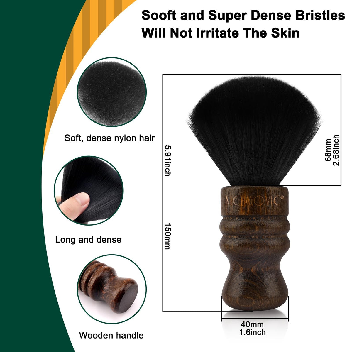 Professional Large Barber Neck Duster Brush - Black Hair Dusting Tool