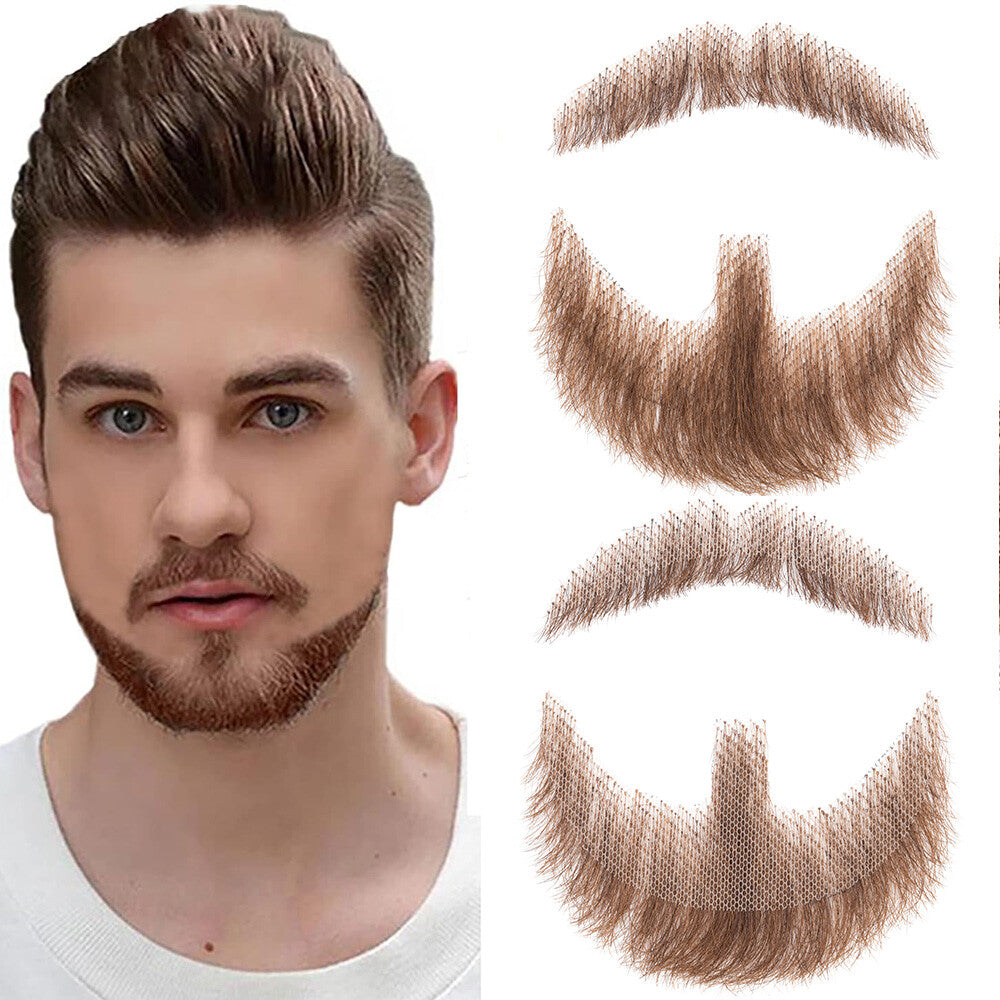 Men's Reusable Fake Beard with Real Human Hair - Van Dyke Style, Multiple Colors