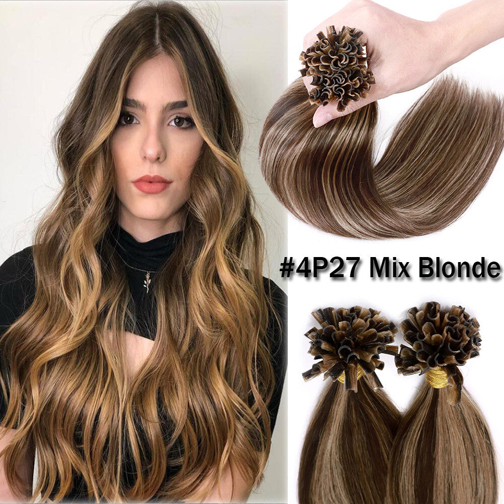 Pre Bonded Keratin Hair Extensions - Human Hair Remy U Tip Thick Strands