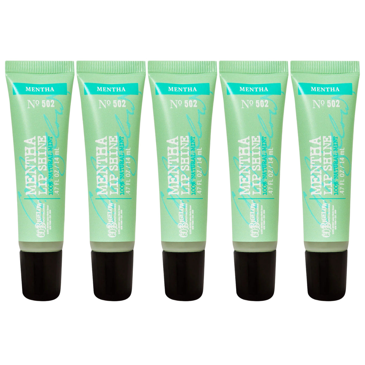 Mentha Lip Shine 5-Pack - Glossy Mint Lip Gloss with Cooling Effect