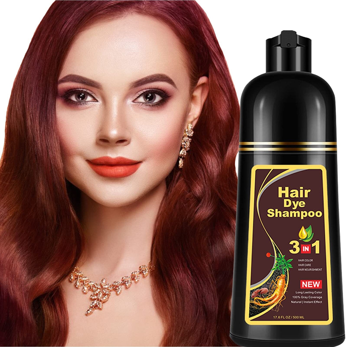 3-in-1 Hair Dye Shampoo 500ml - Multiple Shades