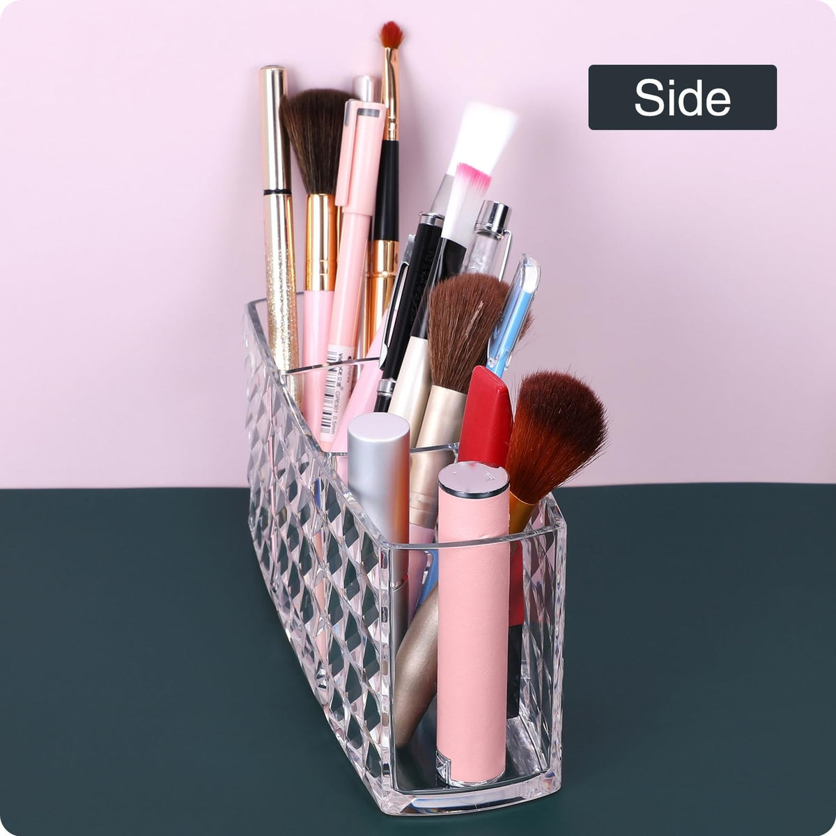 Acrylic Makeup Brush Holder Organizer for Vanity, Small Clear Storage