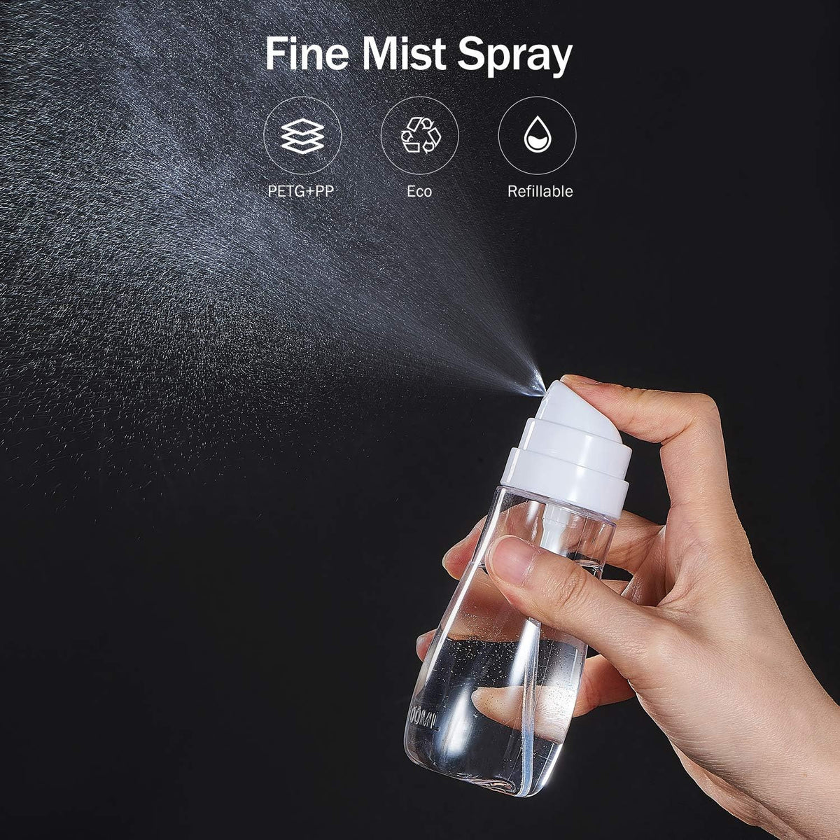 Travel Spray Bottles 2 Pack 3.4oz Fine Mist Refillable TSA Approved