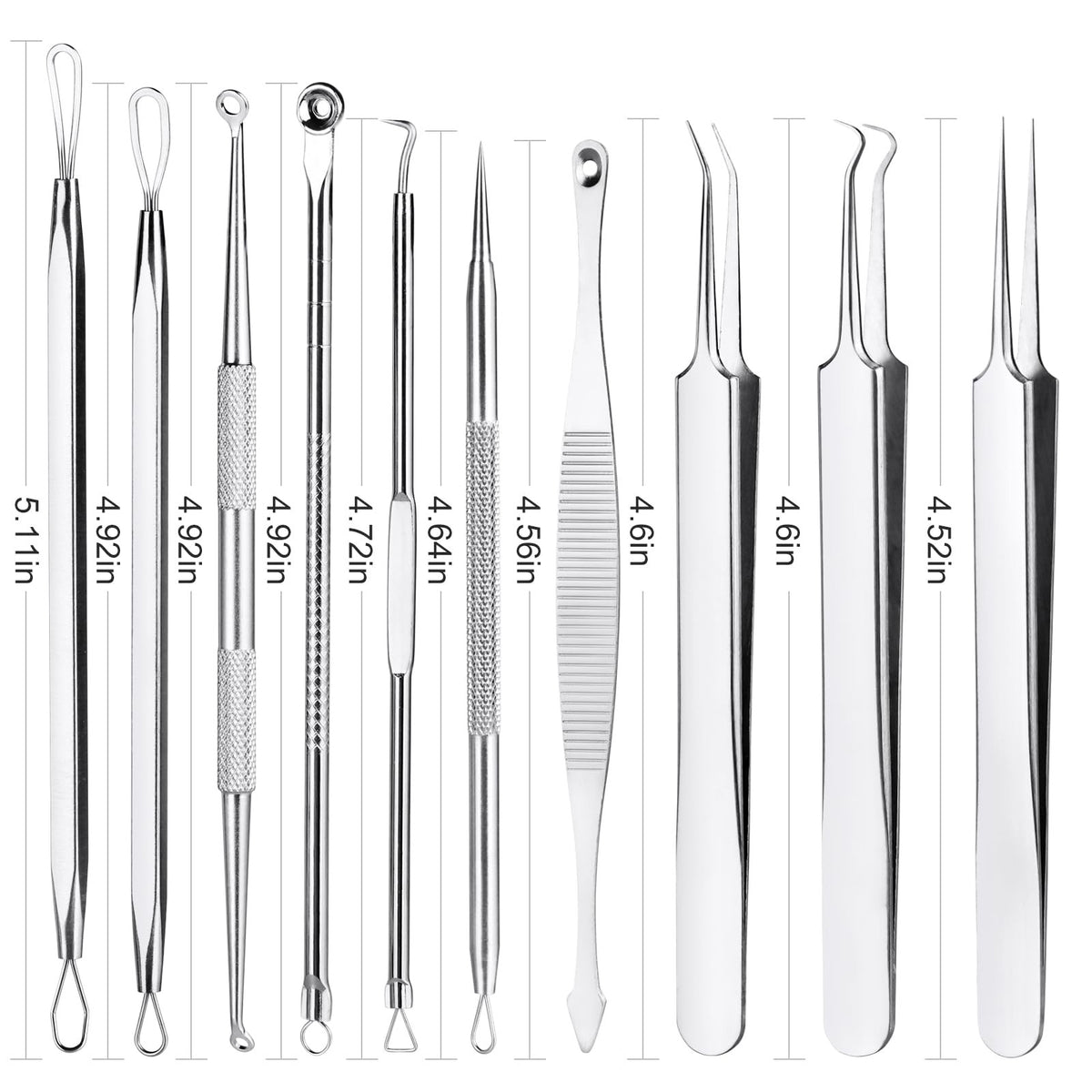 Professional Blackhead Remover Tool Kit - 10 Pcs Skin Care Extractors