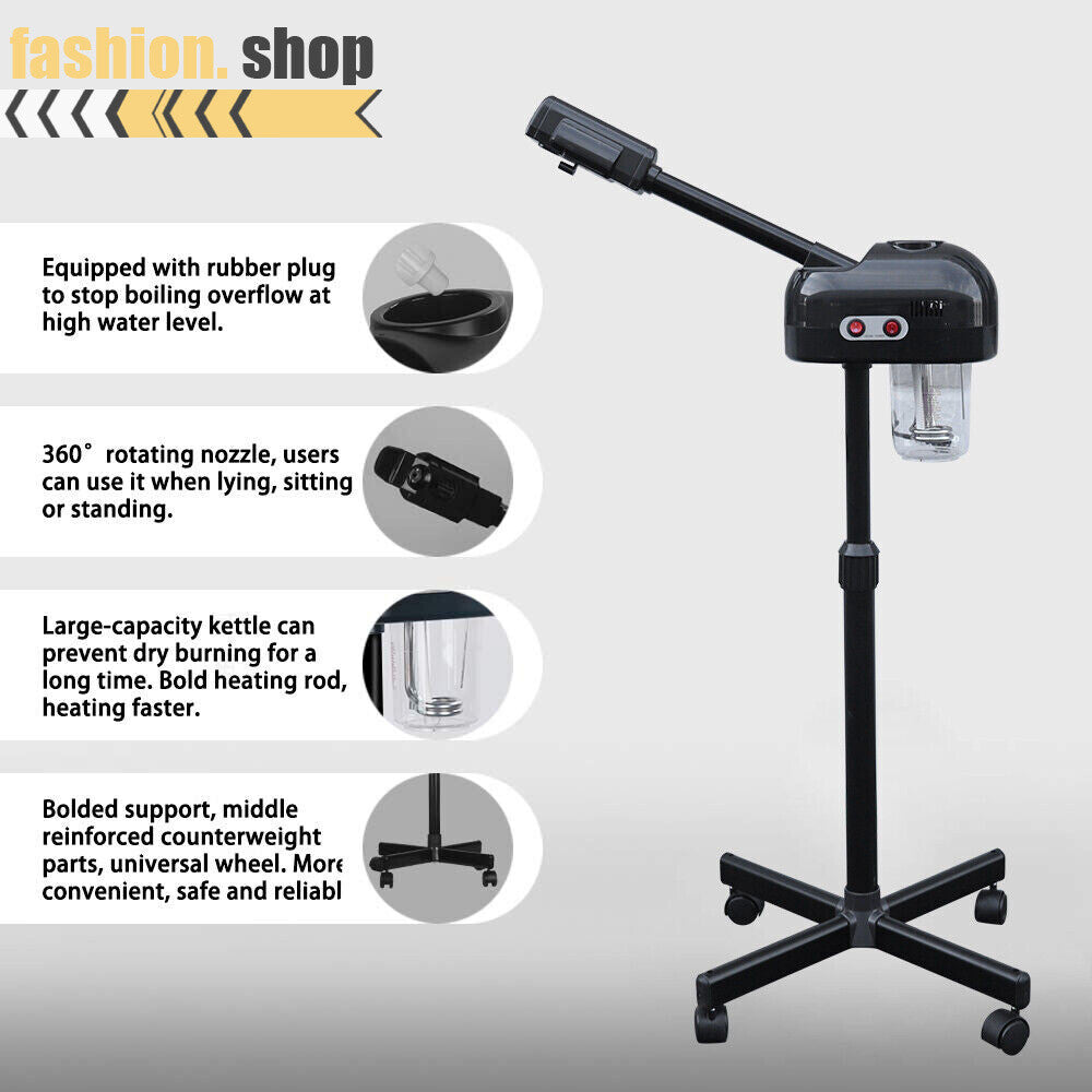 Black Professional Salon Spa Ozone Facial Steamer Beauty Equipment